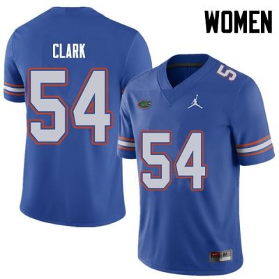 Women's Florida Gators #54 Khairi Clark NCAA Jordan Brand Royal Authentic Stitched College Football Jersey YWO7662HD